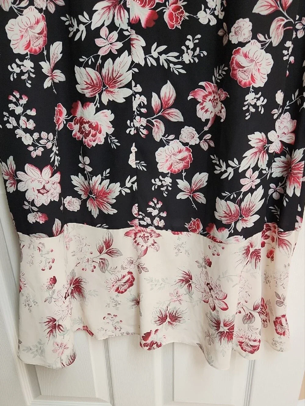 French Connection Black Floral Maxi Dress with Blush Accents